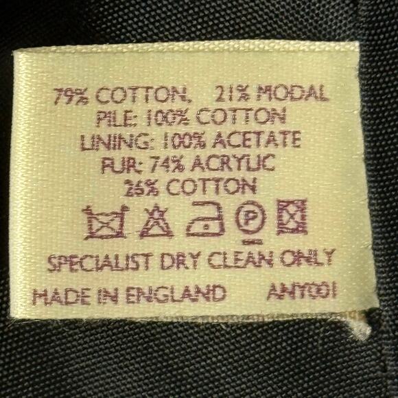 Oasis long black velvet coat faux fur collar British pockets button front US 6 - Picture 5 of 5